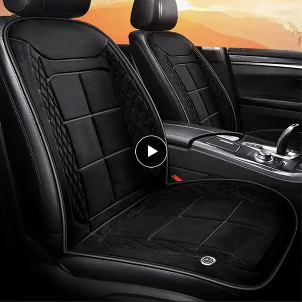Couvercles de siège d'auto Coussin en peluche pratique des accessoires intérieurs chauds multifonctionnels durables ensemble de couverture universelle 12 / 24V
