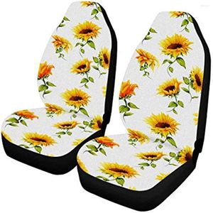 Auto -stoelbedekkingen Custom Beautiful Sunflowers Patroon voor de voorkant van 2 voertuigbeschermer Mat Fit de meeste vrachtwagen