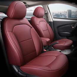 Housses de siège de voiture, conception personnalisée pour Ix35 2010 – 2023, coussinets de protection de sièges d'auto en similicuir (ensemble complet vin rouge)