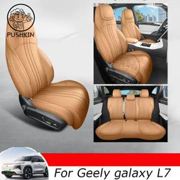 Auto -stoelhoezen op maat gemaakte accessoires voor 5 stoelen volledige set topkwaliteit leerspecifieke Geely Galaxy L7 2024