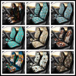 Couvrages de siège d'auto mignons beagles imprimé vert tous pour les accessoires d'animaux Pack de 2 couvertures de protection avant universelles