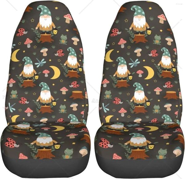 Fundas de asiento de coche Lindo Gnomo Rana y setas Niñas Ajuste universal Protector de cubierta delantera para vehículo Sedán Camión