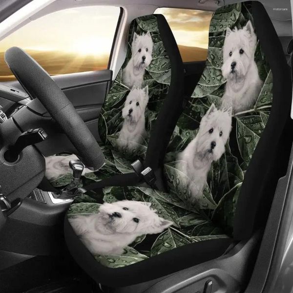 Cubiertas de asiento de automóvil Cute West Highland White Terrier Print Set 2 PC Accessors Cover