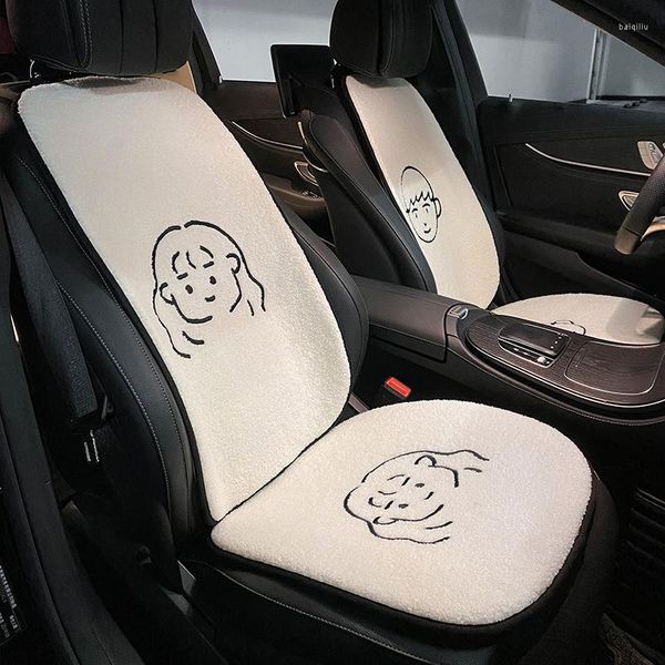 Fundas de asiento de coche, funda cálida de lana bonita, patrón de niño y niña, artículos universales de invierno, accesorios interiores