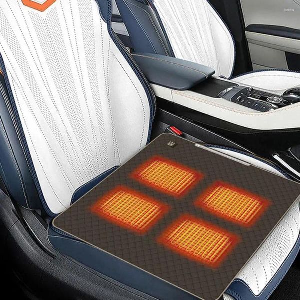 Cubiertas de asiento de coche Silla de camping Electri Cojín calentado 4 áreas Calentador de 3 velocidades Carga USB Estera más cálida de invierno para viajes al aire libre