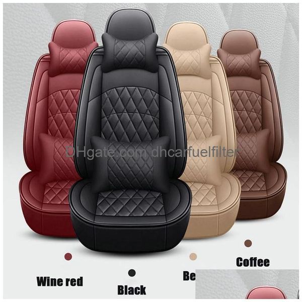 Fundas de asiento de coche Er Faux Leatherette Motivo Cojín protector del vehículo apto para la mayoría de los accesorios interiores Sedan Suv Drop Delivery Mobi Dhvp6