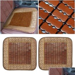Auto -stoelbedekkingen ERS 2Pack houten ER Mas /Back Cooling Mat Office Kushion Supplies Drop Delivery Mobile Motorcycles Interieur Automobil Dhfyi