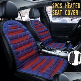 Housses de siège de voiture ERS 2PCS 12V Coussin chauffant ER Chauffe-chauffe-hiver Coussins de conducteur domestique Tapis Drop Livraison Automobiles Motorcycl Dhllh