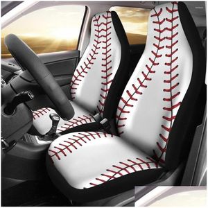 Housses de siège de voiture Ers Baseball Stitches Er Set 2 Pc Accessoires Tapis Livraison Directe Mobiles Motos Intérieur Dhfv1