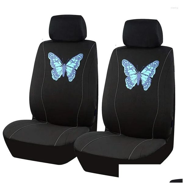 Cubiertas de asiento de automóvil Ers Butterfly Print Er Trendy Accesorios interiores decorativos 2/5 asientos Entrega de caída transpirable Automóviles Motorcycl Ot9D2