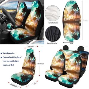 Housses de siège de voiture Ers Er Beach Sunset Palm Tree 2 pièces S Set Protecteur avant de véhicule Accessoires intérieurs Tapis de protection Livraison directe Aut Otxry