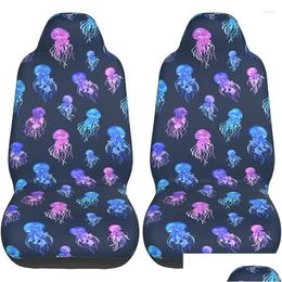 Cubiertas de asiento de automóvil Ers Er Blue Pink Medusas S Vehículo Protector de ajuste delantero 2 PCS Entrega de caída Automóviles Motocicletas Acceso interior Otohj