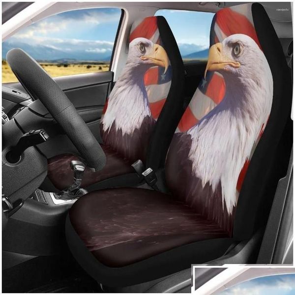 Couvre-sièges d'auto ERS Fashion Fierce Eagle Pattern Front ER ER Set Comfort Material Vehicle Clean Protector Protector High Quality Accessory Drop Dhiqm