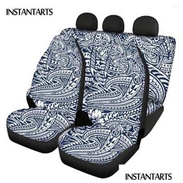 Cubiertas de asiento de automóvil Ers Fit Patrón de tótem polinesio Diseño 3D FL 4 unids / set Frente Trasero Er Antideslizante Interior Drop Entrega Móviles Motorcyc A Otonh