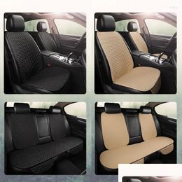 Housses de siège de voiture Ers Lin ER Protecteur Lin Avant Coussin arrière Coussin de protection Tapis Dossier pour camion intérieur Suv Van Drop Delive Otv2S