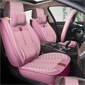 Housses de siège de voiture Ers pour Sedan Suv Ensemble en cuir durable Cinq places Tapis de coussin avant et arrière MTI Design Drop Livraison Automobiles Mot Dhqx3