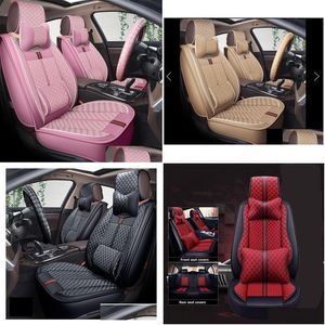 Housses de siège de voiture ERS pour berline SUV ensemble en cuir durable cinq places tapis de coussin avant et arrière MTI Design Drop Delivery Automobiles Mot Otzwo