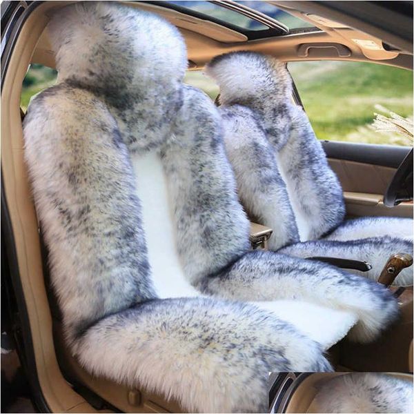 Cubiertas de asiento de coche Ers Front Er Fur Volante Pink Lana Invierno Esencial Furry Fluffy Grueso Faux Drop Entrega Móviles Motocicletas Dhlxb