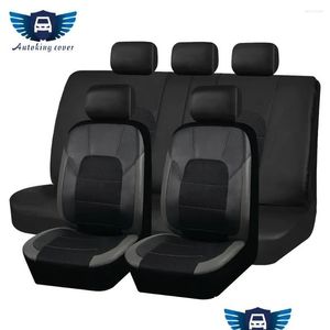 Housses de siège de voiture en cuir Ers avec coussin en tissu à mailles respirantes adaptées à la plupart des accessoires de camions SUV Intérieur Drop Delivery Mobiles Auto Dhdvy