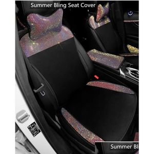 Couvre-sièges d'auto Ers Mobiles pour voitures fl Set Girly Bling Intérieur Accessoires Femmes Cushion Vintage Classic Summercar Drop Livrot M DH34S