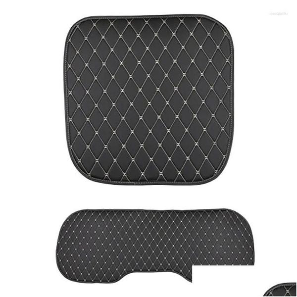 Housses de siège de voiture Ers PU Protecteurs de fond en cuir Coussin de tapis pour véhicule Quatre saisons Drop Livraison Mobiles Motos Interio Aut Otorf