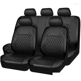 Cubiertas de asiento de automóvil Ers PU Cuero Er Set Impermeable Fl para protector móvil Accesorios interiores compatibles Entrega de entrega Automóviles Mot Dh04N