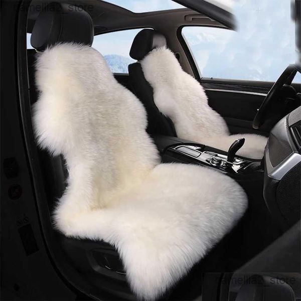 Couvre les sièges d'auto ERS réel authentique peau de mouton pour voitures 1pcs de luxe coussin chauds de gouttes de laine longue