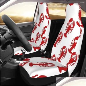 Housses de siège de voiture Ers Red Lobster Motif répétitif Er Impression personnalisée Accessoires de protection avant Ensemble de coussins Livraison directe Automobiles Otyii