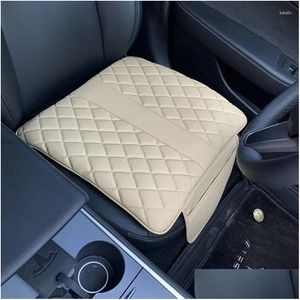 Housses de siège de voiture Ers Coussin unique Er Protecteur Fibre Cuir Antidérapant avec boucle fixe Accessoires intérieurs Livraison directe Automobil Dhrax