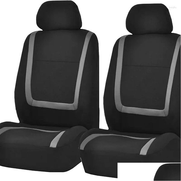Housses de siège de voiture Ers Sports Polyesterer Seatset Fit la plupart des tissus unis Bicolor Accessoires élégants Protecteur Drop Delivery Automobiles M Otxr7