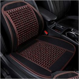 Housses de siège de voiture Ers Support de coussin d'été La taille de la voiture est ventilée Pièce en bambou Perle en bois Dossier simple et M Drop Delivery Dholb