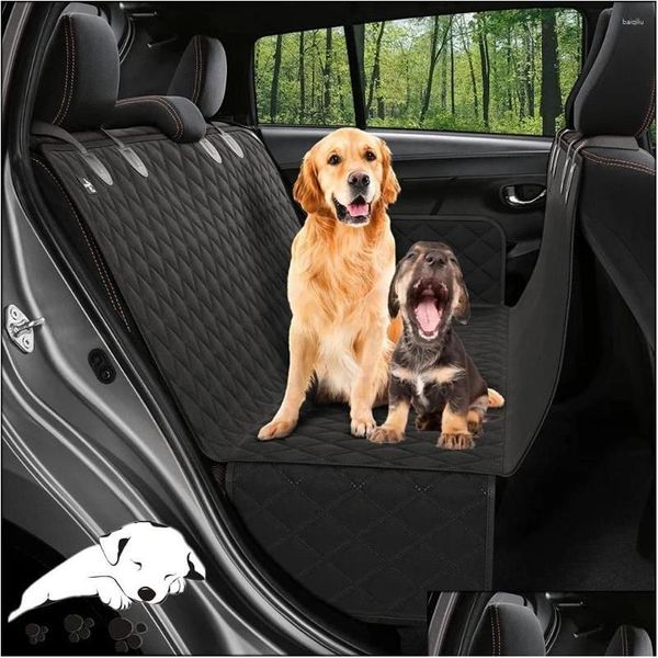 Cubiertas de asiento de automóvil Suministros de Ers Perrera impermeable Cojín trasero para mascotas Tela Oxford Entrega de gotas para perros Automóviles Motocicletas Acceso interior Oto4X