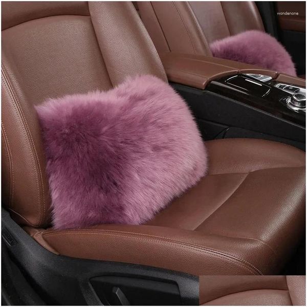 Cubiertas de asiento de coche Ers Cintura Silla de oficina Pure Wool P Cojín Respaldo Almohada Fluffy Drop Entrega Automóviles Motocicletas Acceso Interior Otknr