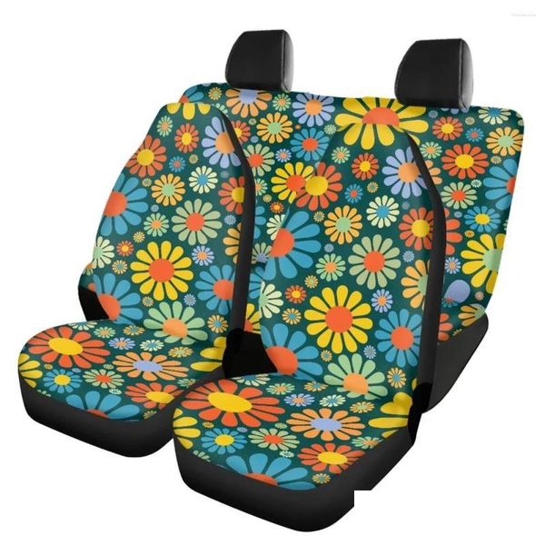 Housses de siège de voiture Ers Jaune Beautif Fleur Motif Protection Dispositif Propre Avant Manches Arrière Pour Femmes Hommes Doux Intéressant Goutte Delive Otzui