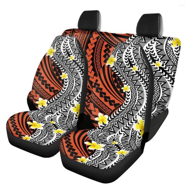 Housses de siège de voiture en polyester imprimé Plumeria polynésien de style ethnique, adaptées à la plupart des accessoires d'intérieur de camion SUV