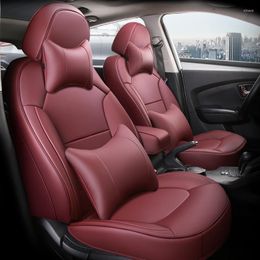 Fundas de asiento de coche Bloques de color de moda para Ix35 2010-2023 Accesorios de estilo de protección impermeable de cuero negro / rojo