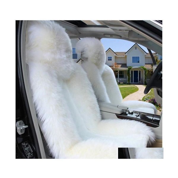 Housses De Siège De Voiture Fit Accessoires Intérieur Ers Pour Sedan Suv Warmer Laine Une Pièce Avant Épais Qualité Fourrure Coussin Tapis Femmes Rose Sin Dhf92