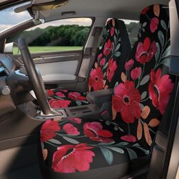 Housses de siège de voiture Floral rétro rouge noir Vintage Art déco décor pour véhicule