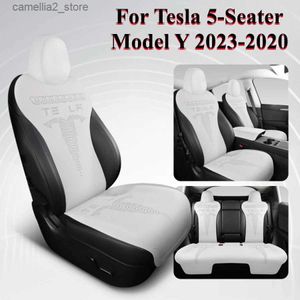 Autostoelhoezen voor Tesla Model Y 2023-2020 Autostoelhoezen Alle seizoenen Ademend Suède Stoelbeschermer Kussen met armleuningkussen 5-zits Model Y Q231120