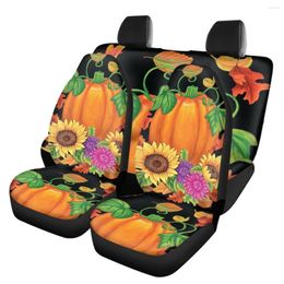 Autostoelhoezen Voor Achter Protector Thanksgiving Pompoen Zonnebloem Ontwerp Universeel Voertuig Voor Duurzaam