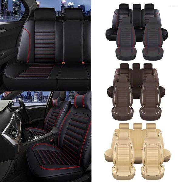 Fundas de asiento de coche, conjunto completo de cuero, cojín automotriz universal transpirable, apto para la mayoría de camionetas y furgonetas