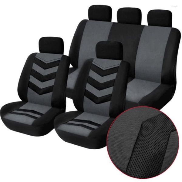 Couvertures de siège d'auto Grey 9pcs / Set Sports Breathable et Cover Auto Cover Full Full Front Mat Pad Protecteur