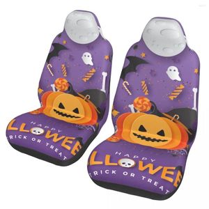 Cubiertas de asientos de automóvil Happy Halloween Fiesta universal impermeable adecuado para todo tipo de modelos de pesca de poliéster fantasma lindo