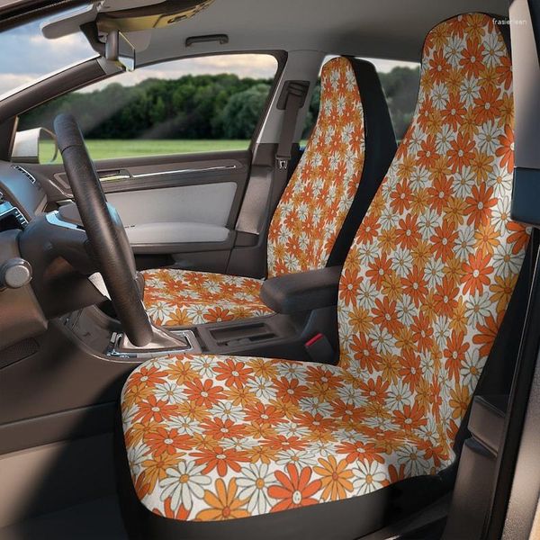 Housses de siège d'auto Happy Hippie - | Boho Moderne Rétro Années 70 Accessoires Jaune Orange Floral Femmes/Filles