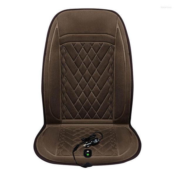 Housses de siège de voiture Housse chauffante Coussin de coussin automatique avec rapide pour les voitures 12V Fond antidérapant en flanelle Convient à la plupart