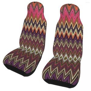 Housses de siège de voiture maison Zigzag multicolore avant Auto couverture impression 3D Boho Camouflage s'adapter à n'importe quel camion Van RV SUV 2 pièces