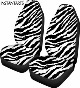 Housses de siège de voiture INSTANTARTS 3D léopard imprimé élastique Polyester véhicule étui zèbre girafe peau 2 pièces universel avant Cars4351993