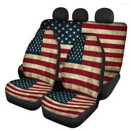 Auto -stoel omvat instantArs American vlagpatroon Eenvoudig te installeren Universele voor/achterkant zacht interieur