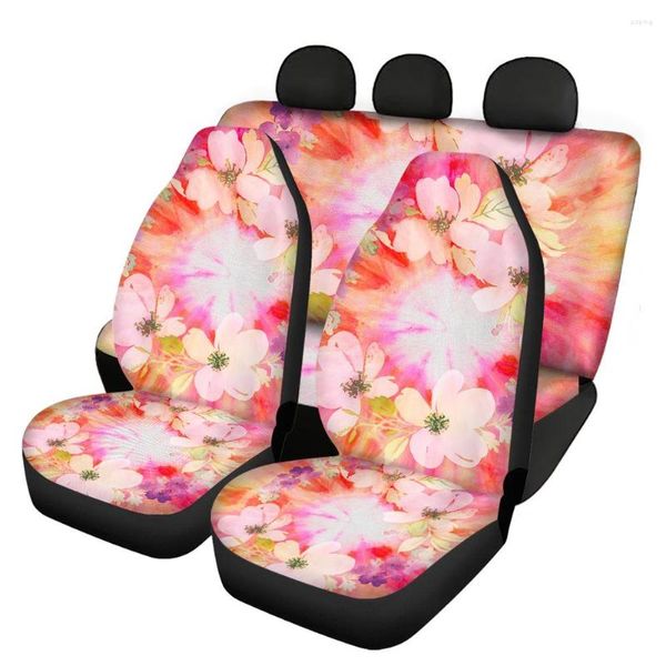 Housses de siège de voiture INSTANTARTS housse coussin universel printemps fleur cravate colorant conception mode respirant avant arrière pour véhicule