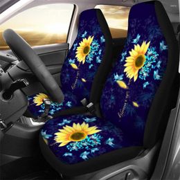 Housses de siège de voiture INSTANTARTS tournesol Design de mode sièges d'automobile protecteur antidérapant 2 pièces/ensemble véhicule pour